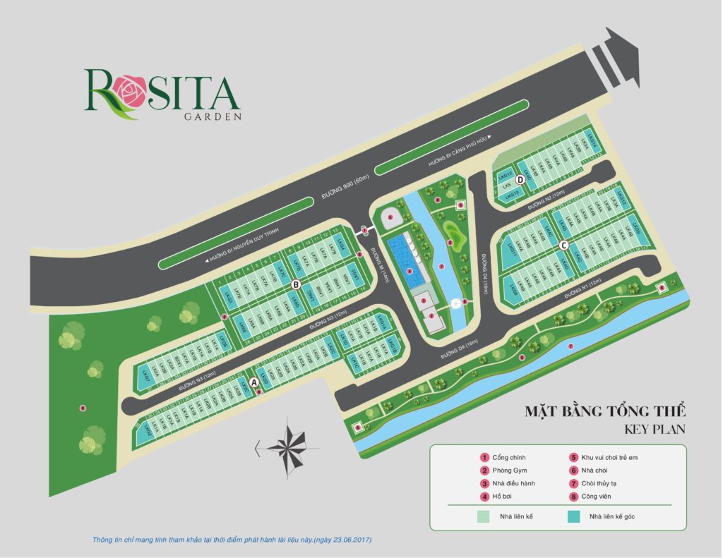 Mặt bằng tổng thể dự án nhà phố Rosita Garden Quận 9