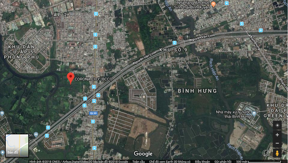 Vị trí dự án Corona City tại Bình Hưng - Bình Chánh - Khang Điền HCM