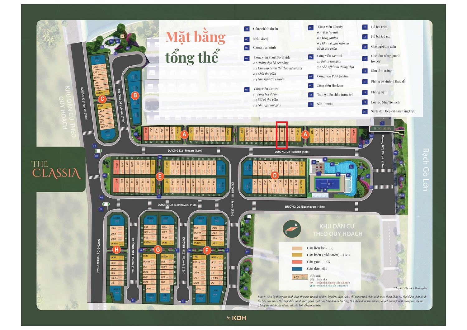 Vị trí căn A13 trên mặt bằng tổng thể dự án The Classia