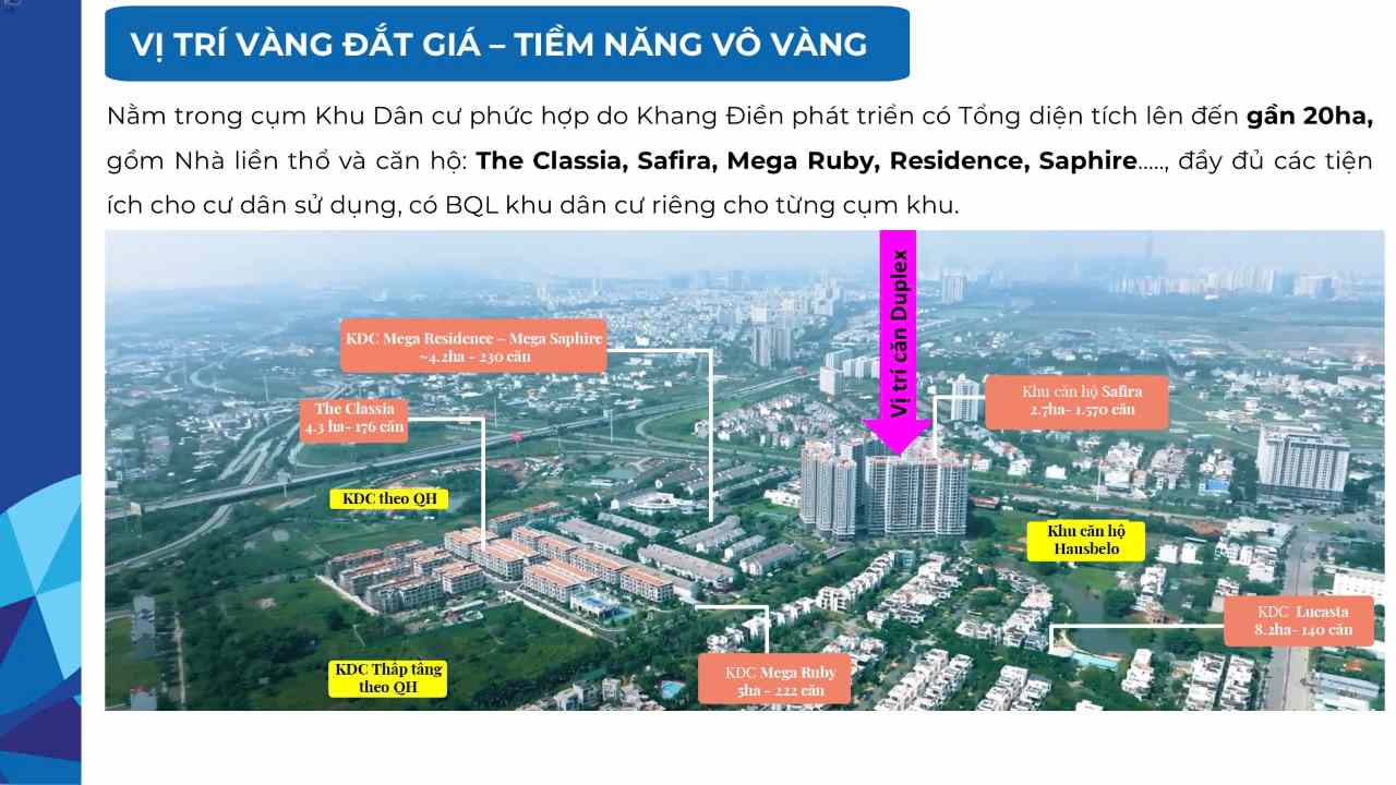 Vị trí dự án SaFira nằm trong khu dân cư phức hợp của Khang Điền